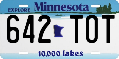 MN license plate 642TOT