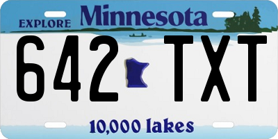 MN license plate 642TXT