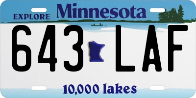 MN license plate 643LAF