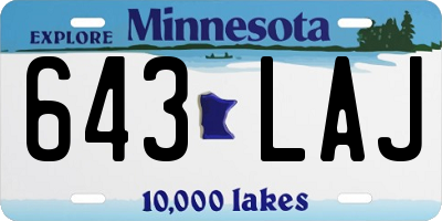 MN license plate 643LAJ