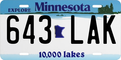 MN license plate 643LAK