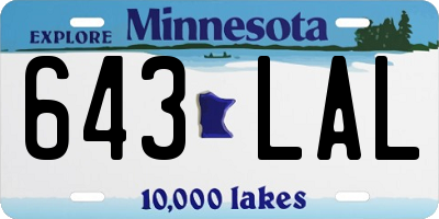 MN license plate 643LAL