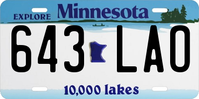 MN license plate 643LAO