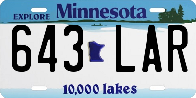 MN license plate 643LAR