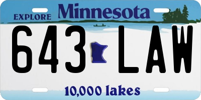 MN license plate 643LAW