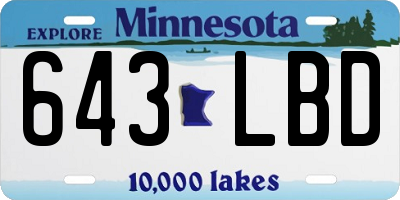 MN license plate 643LBD