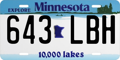 MN license plate 643LBH