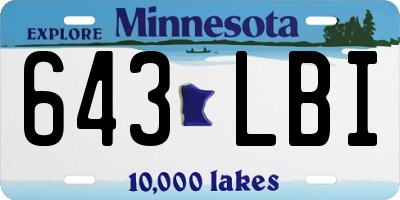 MN license plate 643LBI