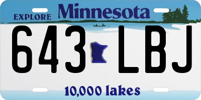 MN license plate 643LBJ