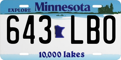 MN license plate 643LBO