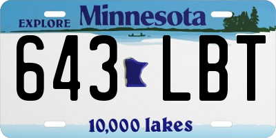 MN license plate 643LBT
