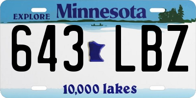 MN license plate 643LBZ