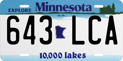 MN license plate 643LCA