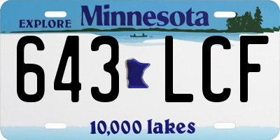 MN license plate 643LCF