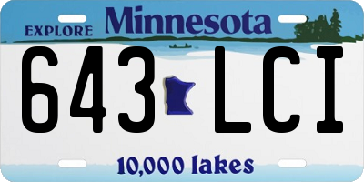 MN license plate 643LCI