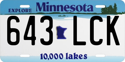 MN license plate 643LCK