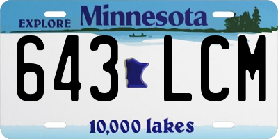 MN license plate 643LCM