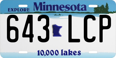 MN license plate 643LCP
