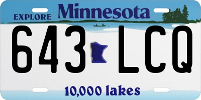 MN license plate 643LCQ