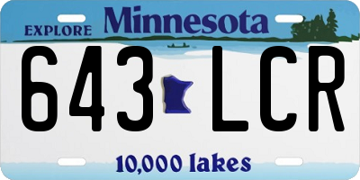 MN license plate 643LCR
