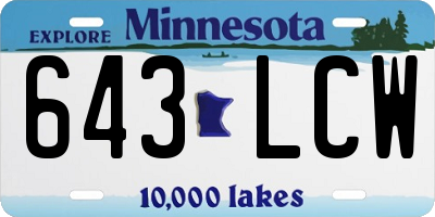 MN license plate 643LCW