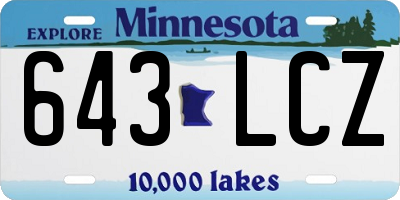 MN license plate 643LCZ