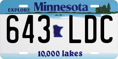MN license plate 643LDC