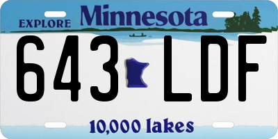 MN license plate 643LDF