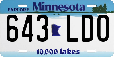 MN license plate 643LDO