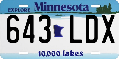 MN license plate 643LDX