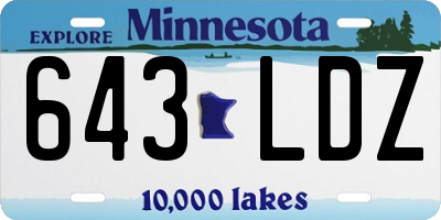 MN license plate 643LDZ