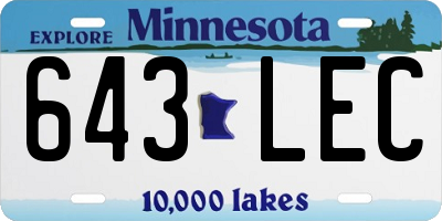 MN license plate 643LEC
