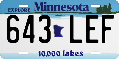 MN license plate 643LEF