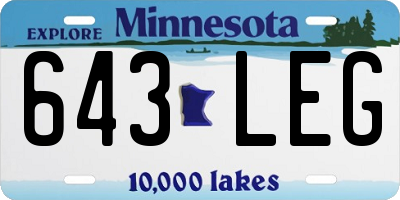 MN license plate 643LEG