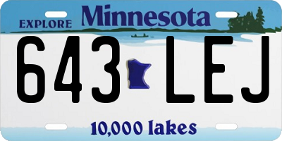 MN license plate 643LEJ