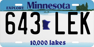 MN license plate 643LEK