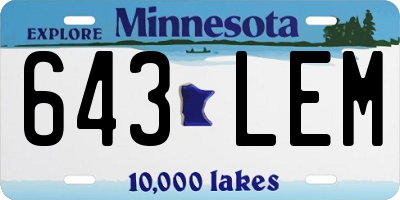 MN license plate 643LEM