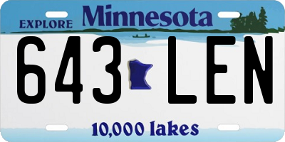 MN license plate 643LEN
