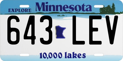 MN license plate 643LEV
