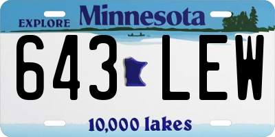 MN license plate 643LEW