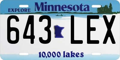 MN license plate 643LEX