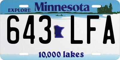 MN license plate 643LFA