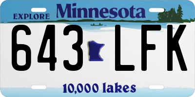 MN license plate 643LFK