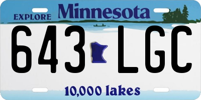 MN license plate 643LGC