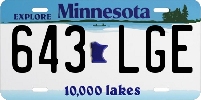 MN license plate 643LGE