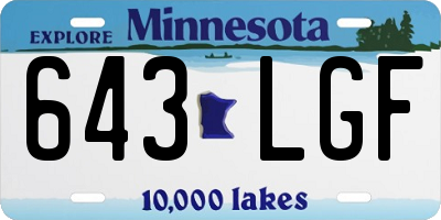 MN license plate 643LGF