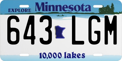 MN license plate 643LGM