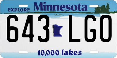 MN license plate 643LGO