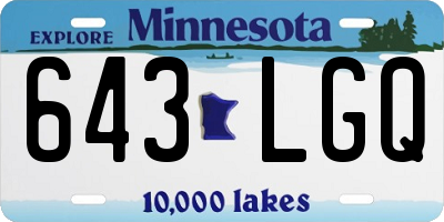 MN license plate 643LGQ