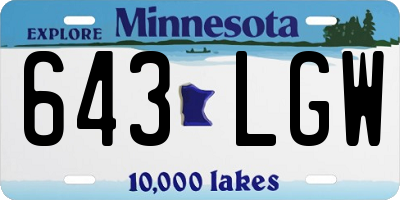 MN license plate 643LGW